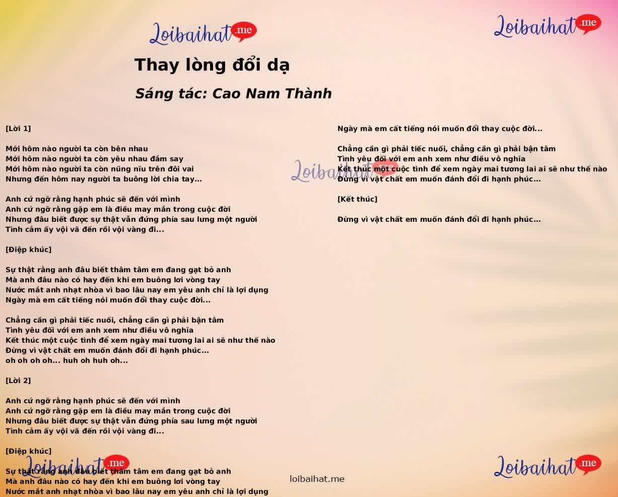 Thay lòng đổi dạ