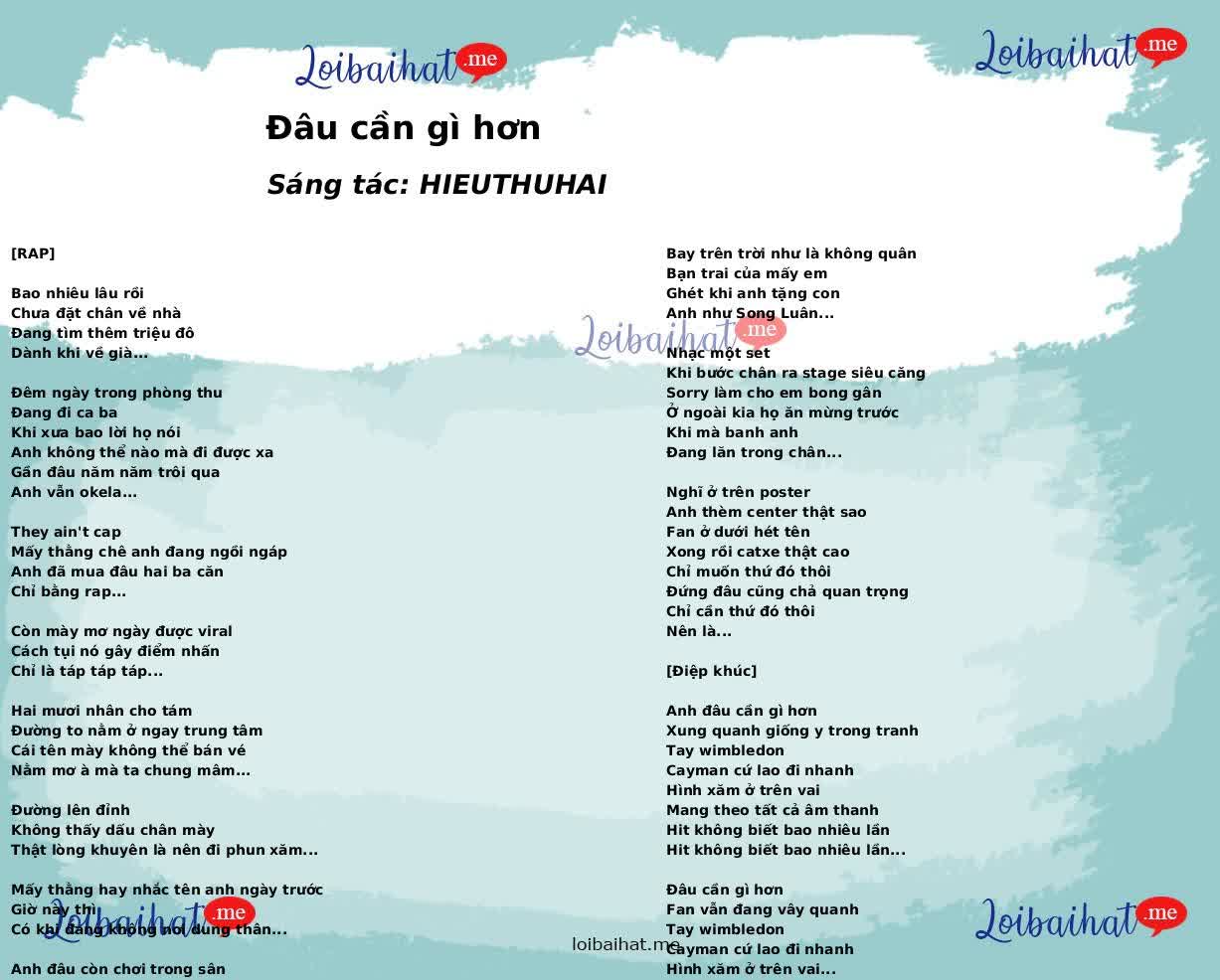 Đâu cần gì hơn