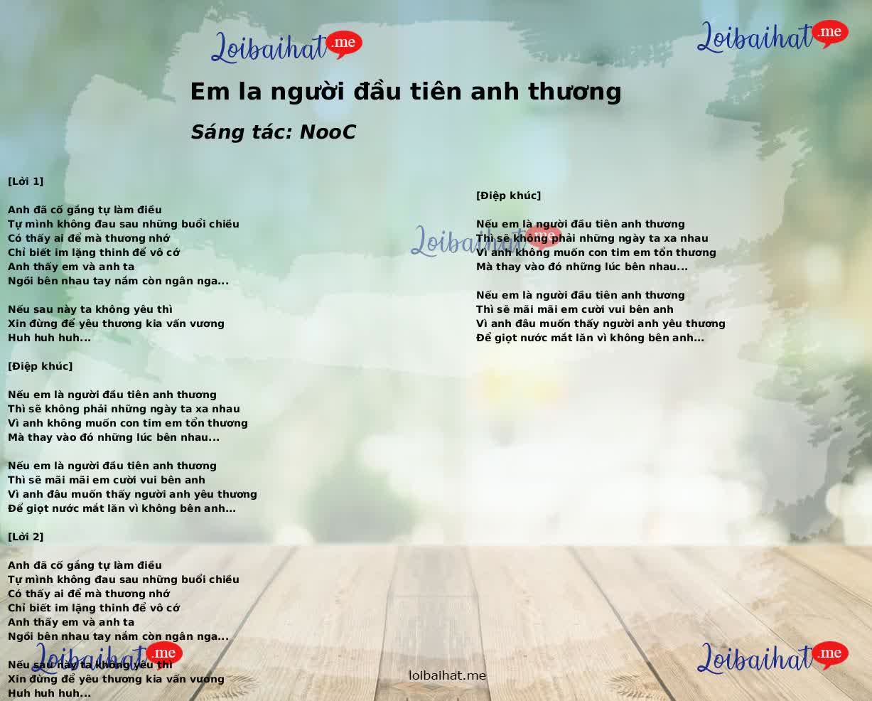 Em la người đầu tiên anh thương