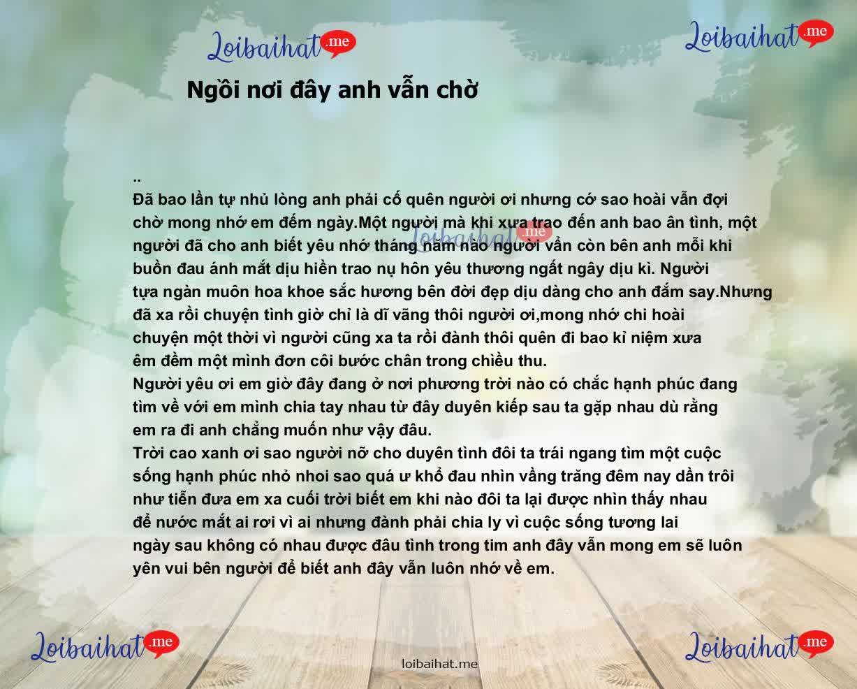 Ngồi nơi đây anh vẫn chờ