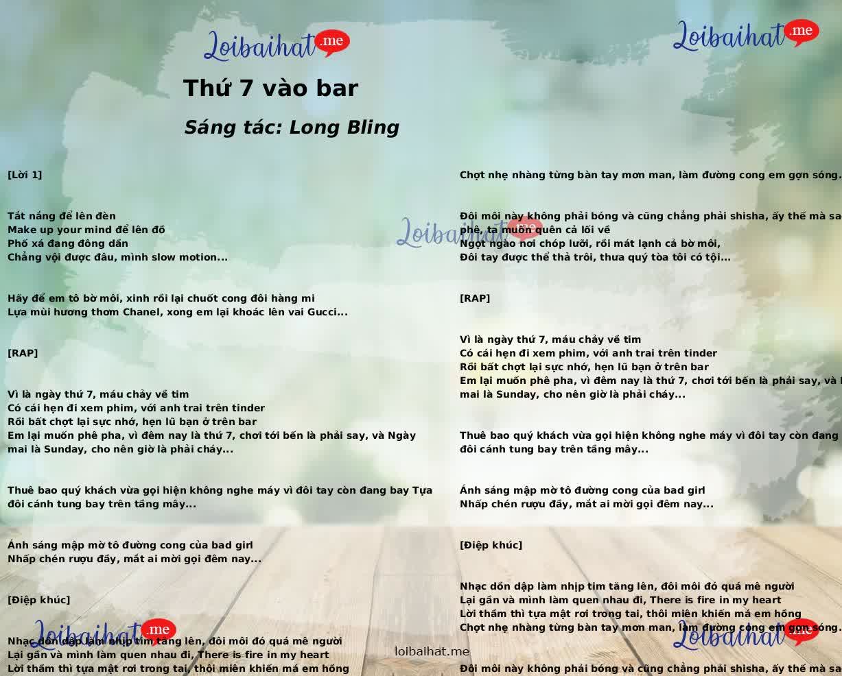 Thứ 7 vào bar