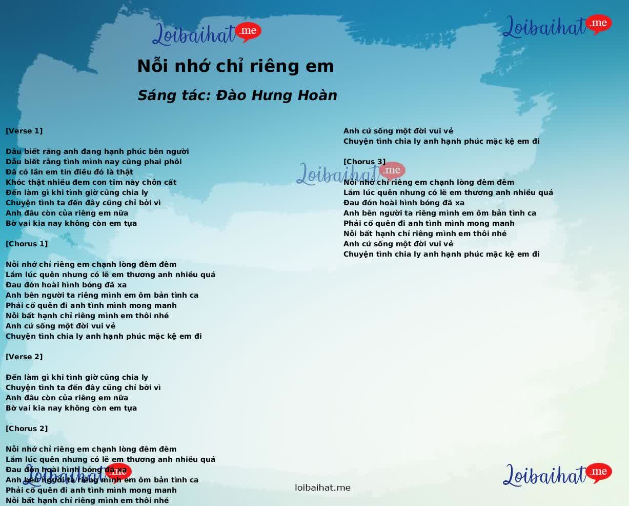 Nỗi nhớ chỉ riêng em