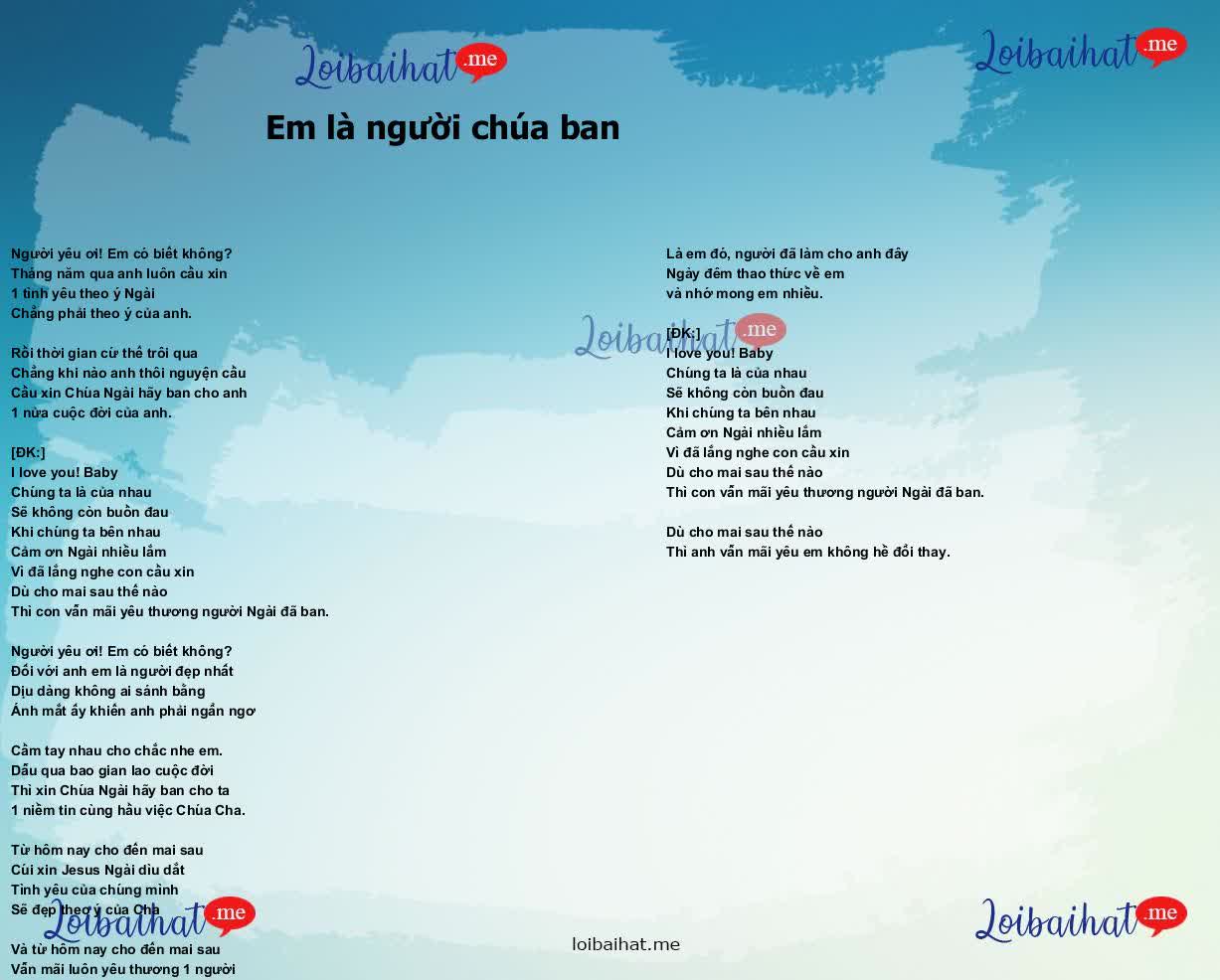 Em là người chúa ban