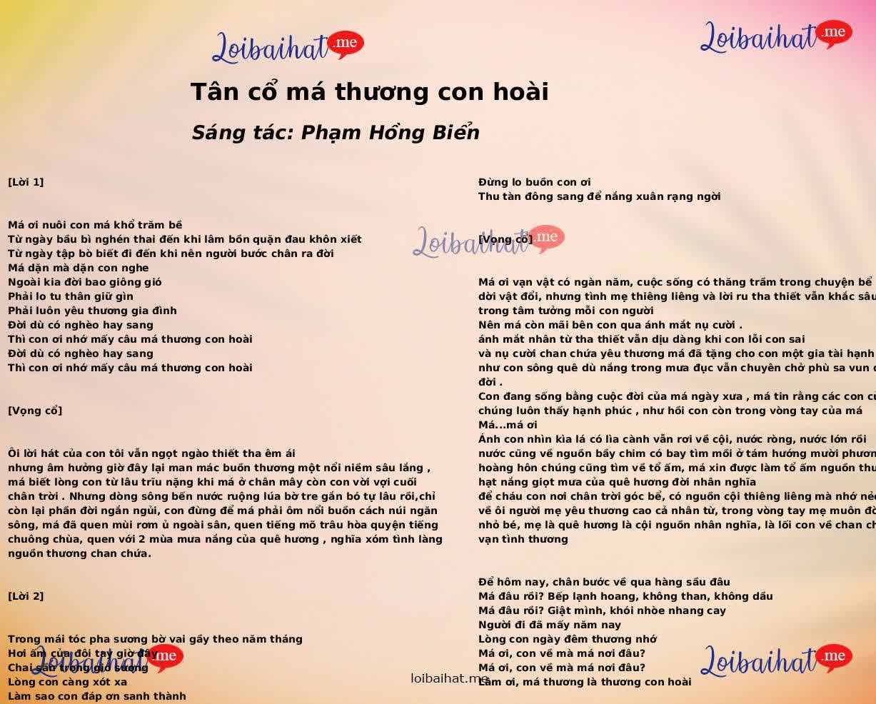 Tân cổ má thương con hoài