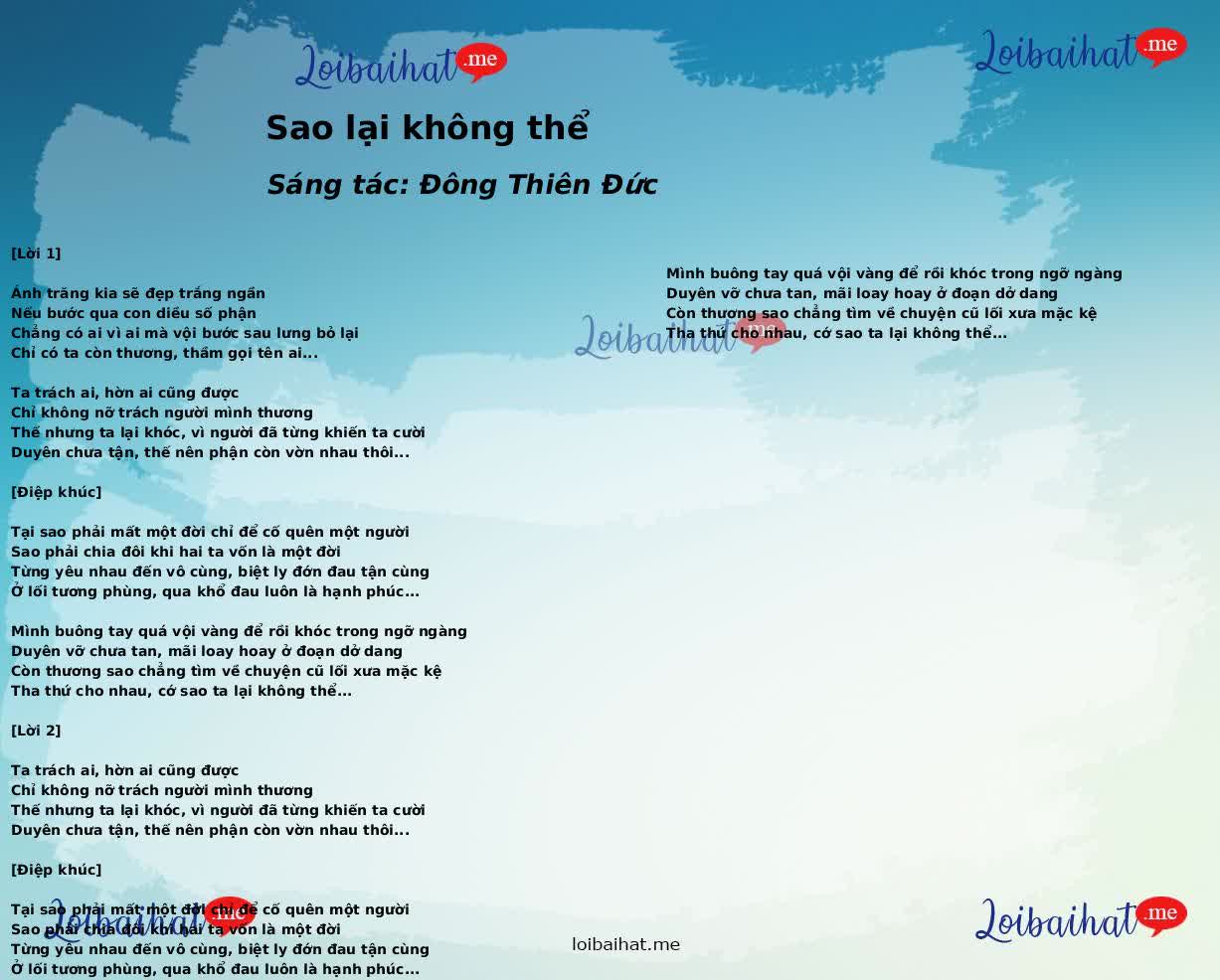 Sao lại không thể