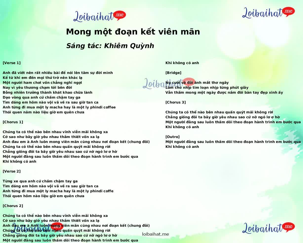 Mong một đoạn kết viên mãn