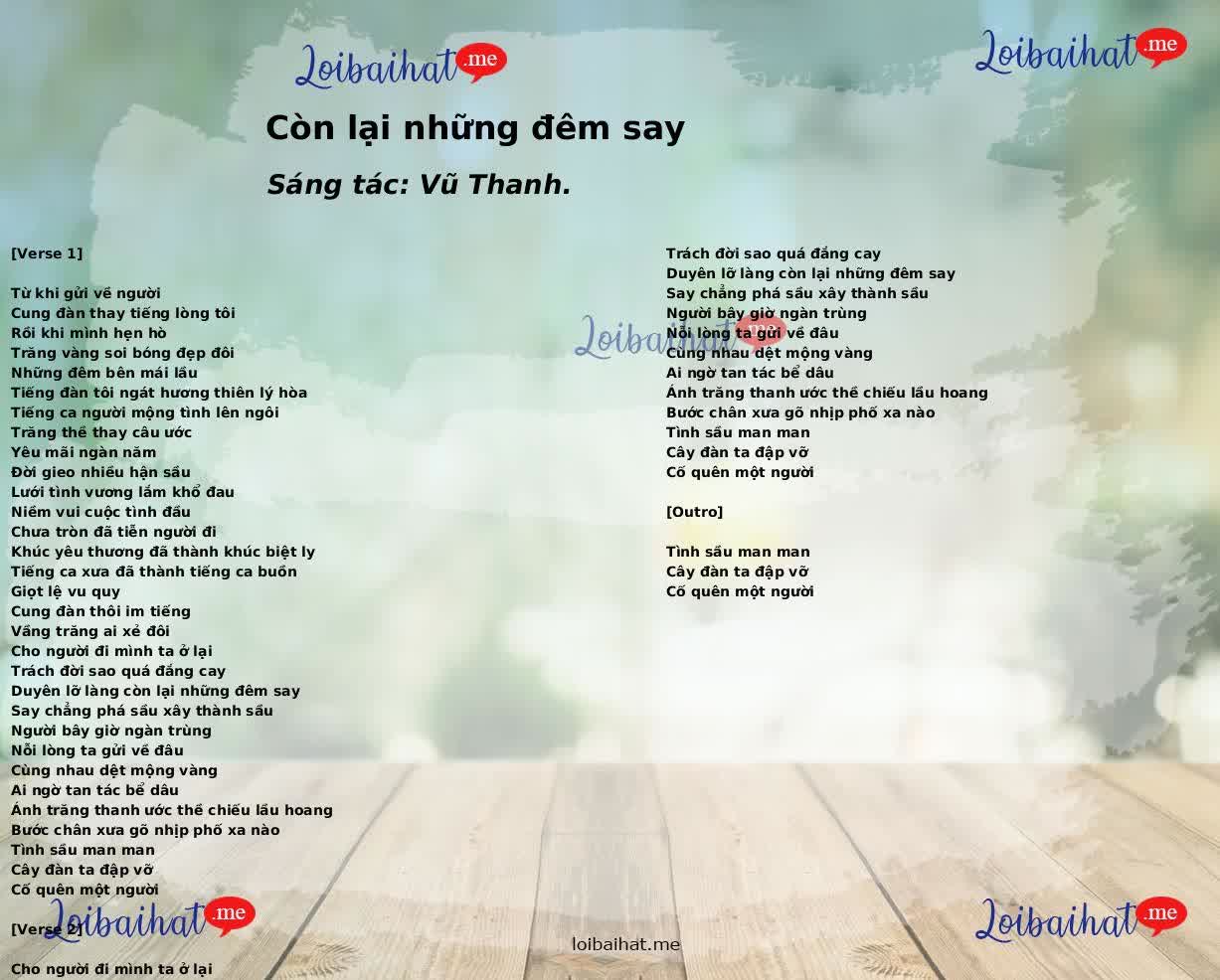 Còn lại những đêm say