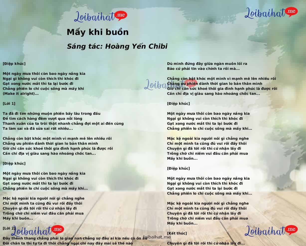 Mấy khi buồn