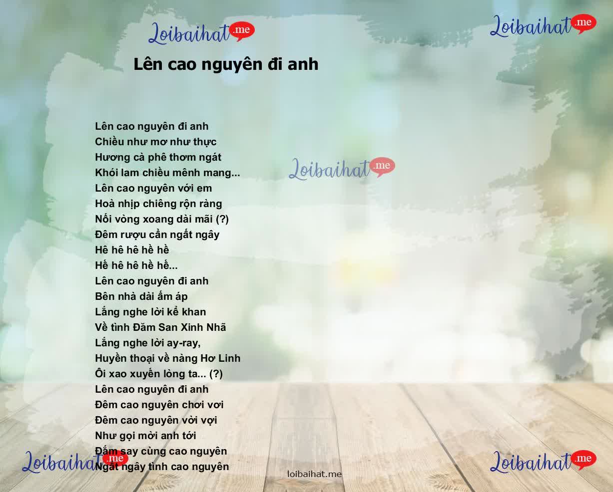 Lên cao nguyên đi anh