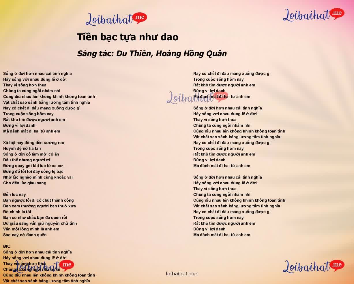 Tiền bạc tựa như dao