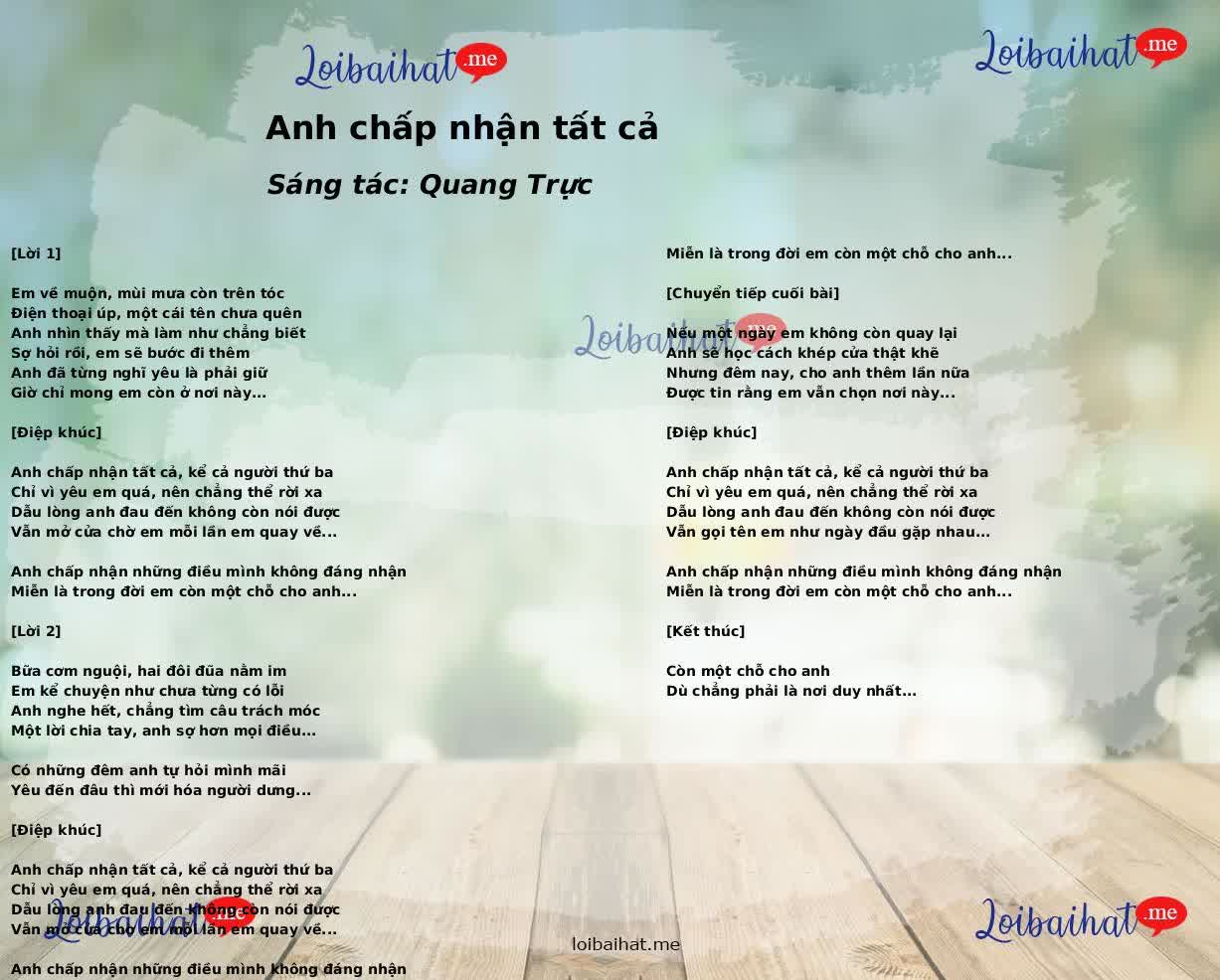 Anh chấp nhận tất cả