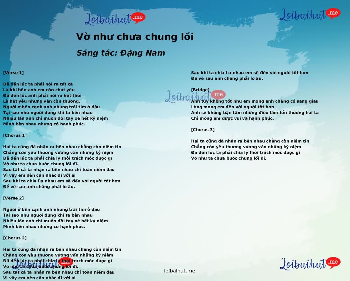 Vờ như chưa chung lối