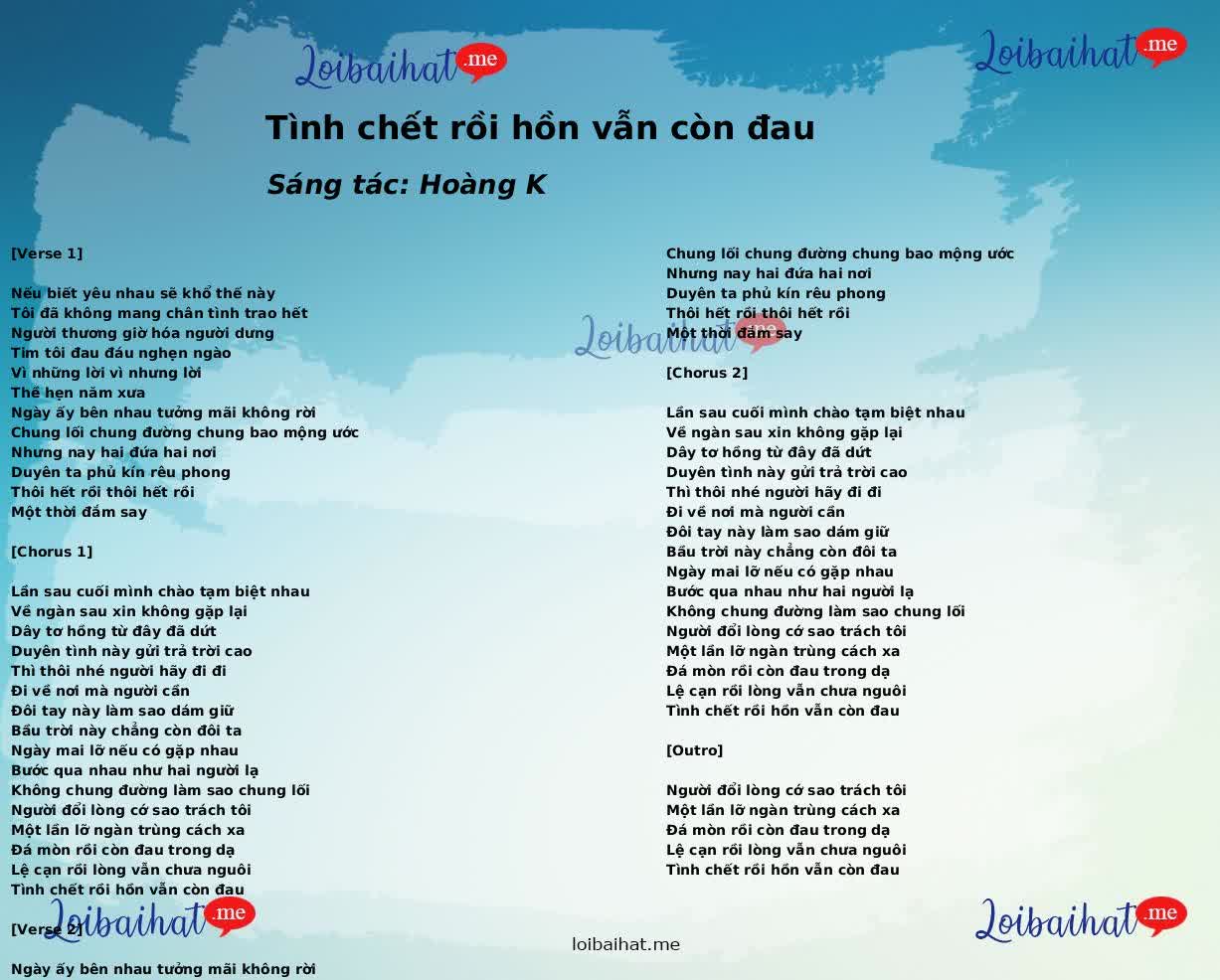 Tình chết rồi hồn vẫn còn đau