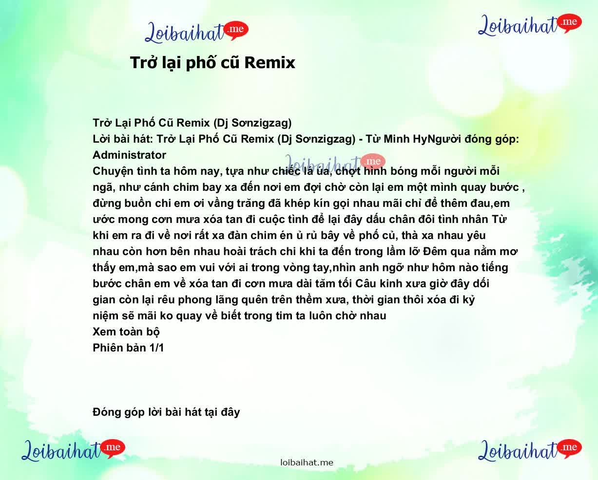 Trở lại phố cũ Remix