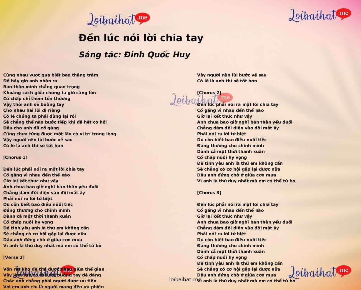 Đến lúc nói lời chia tay