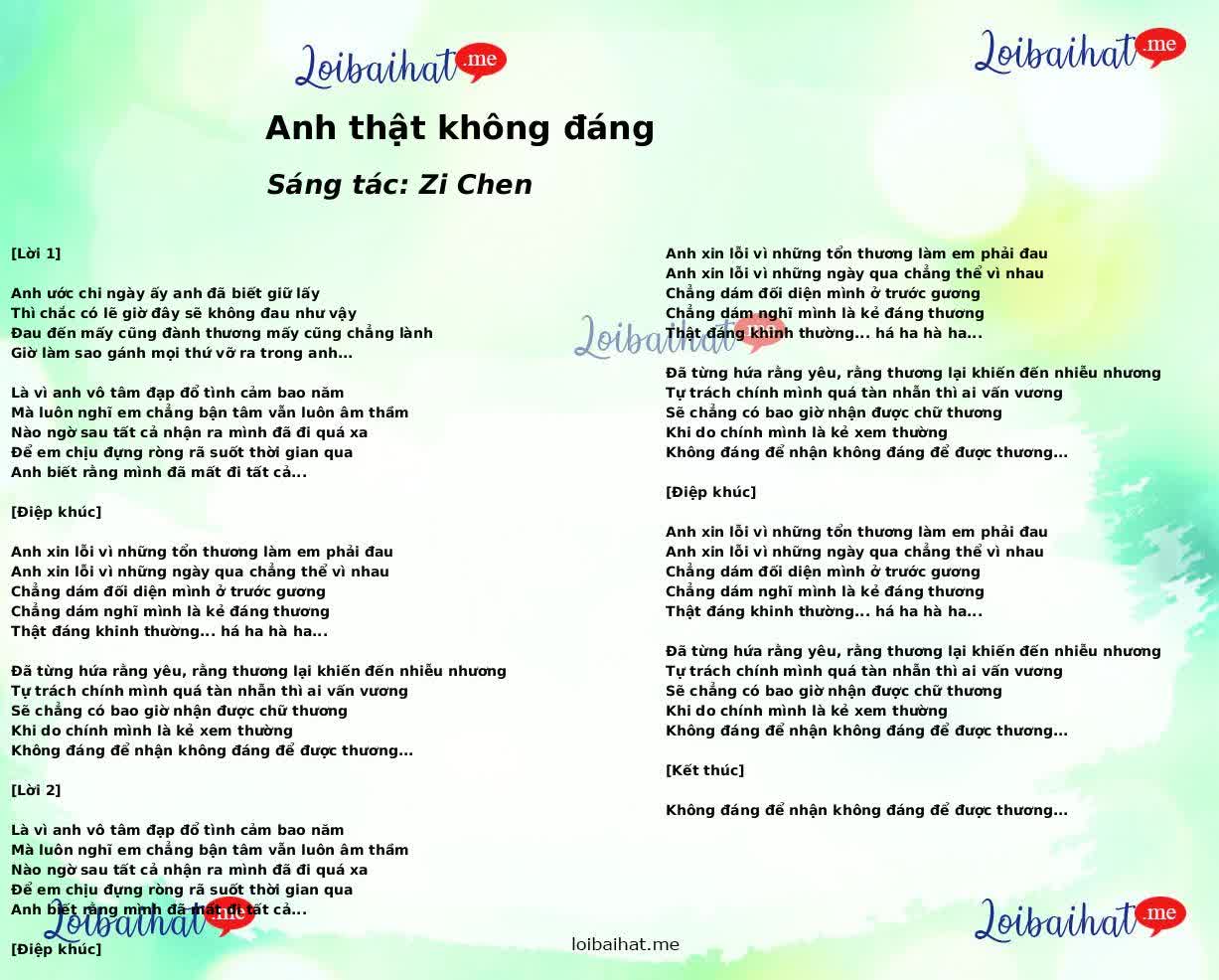 Anh thật không đáng