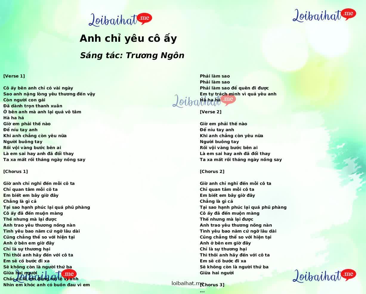 Anh chỉ yêu cô ấy