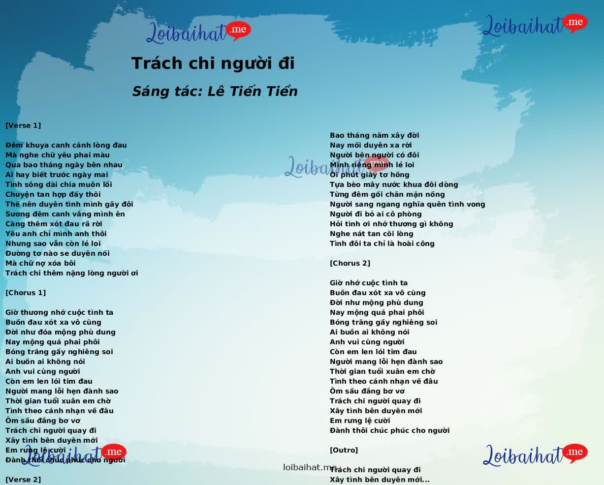 Trách chi người đi