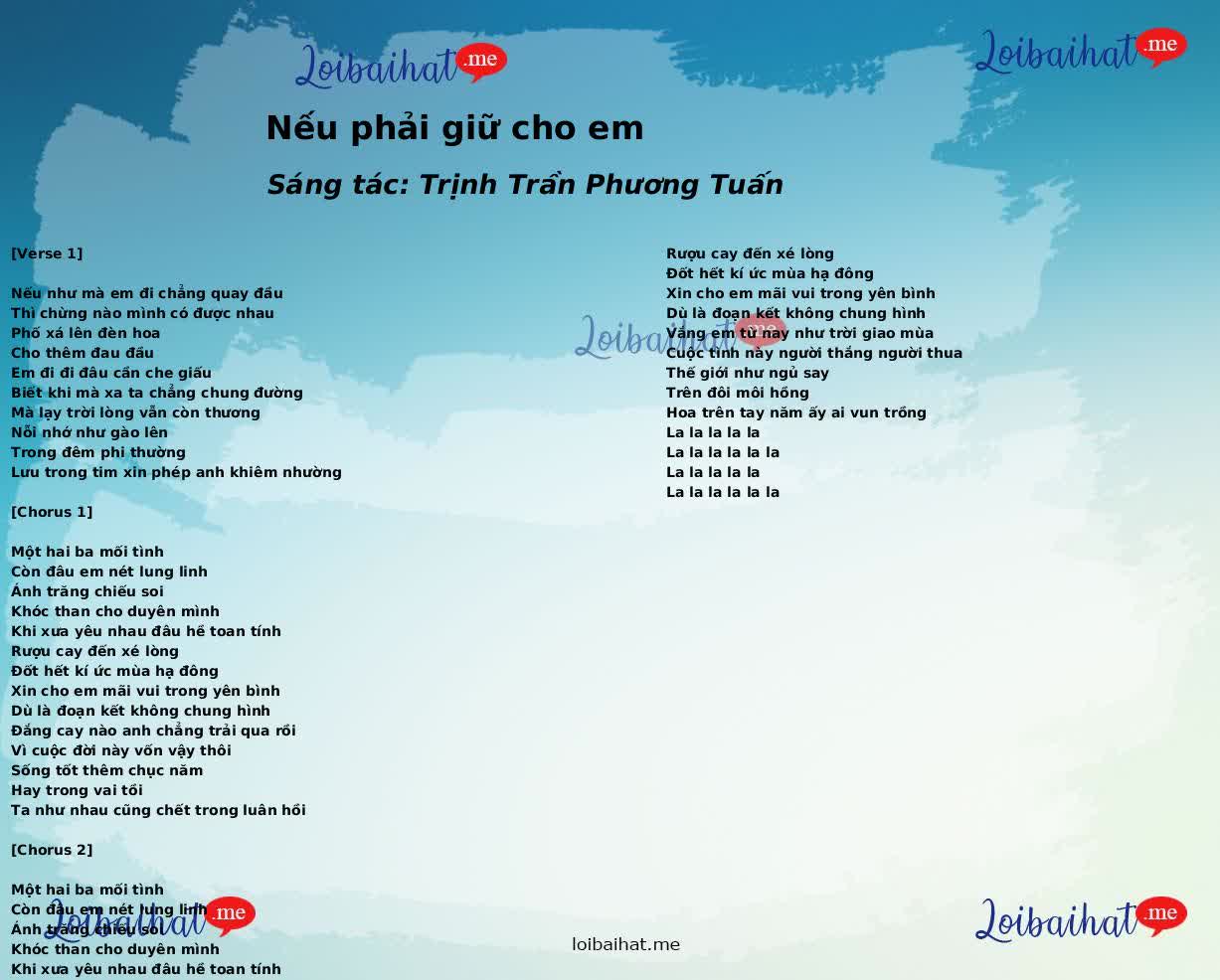 Nếu phải giữ cho em