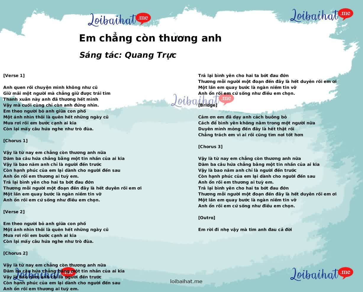 Em chẳng còn thương anh