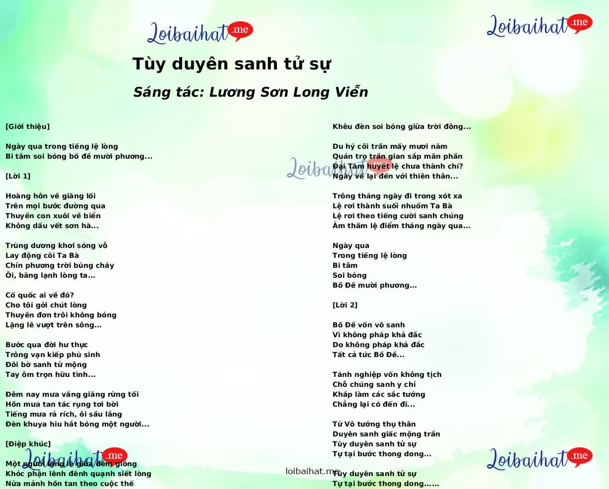 Tùy duyên sanh tử sự