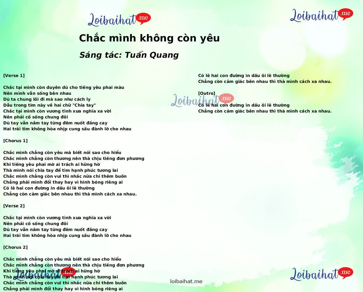 Chắc mình không còn yêu