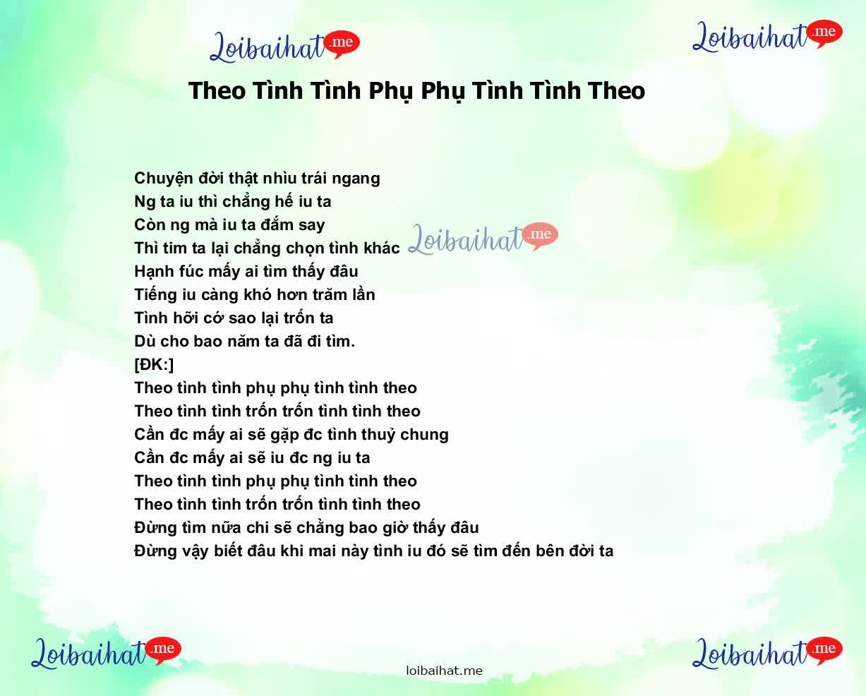 Theo Tình Tình Phụ Phụ Tình Tình Theo