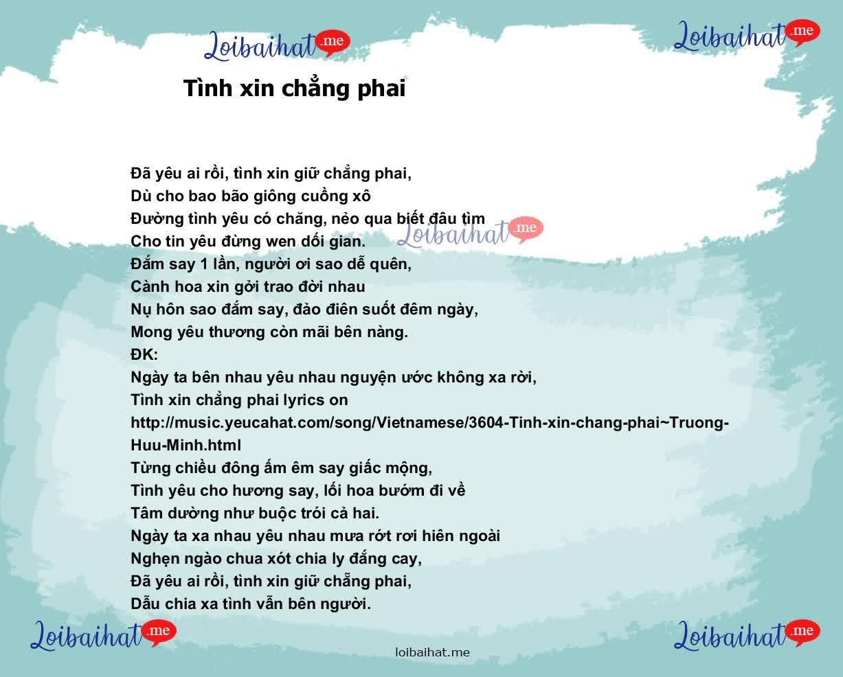Tình xin chẳng phai