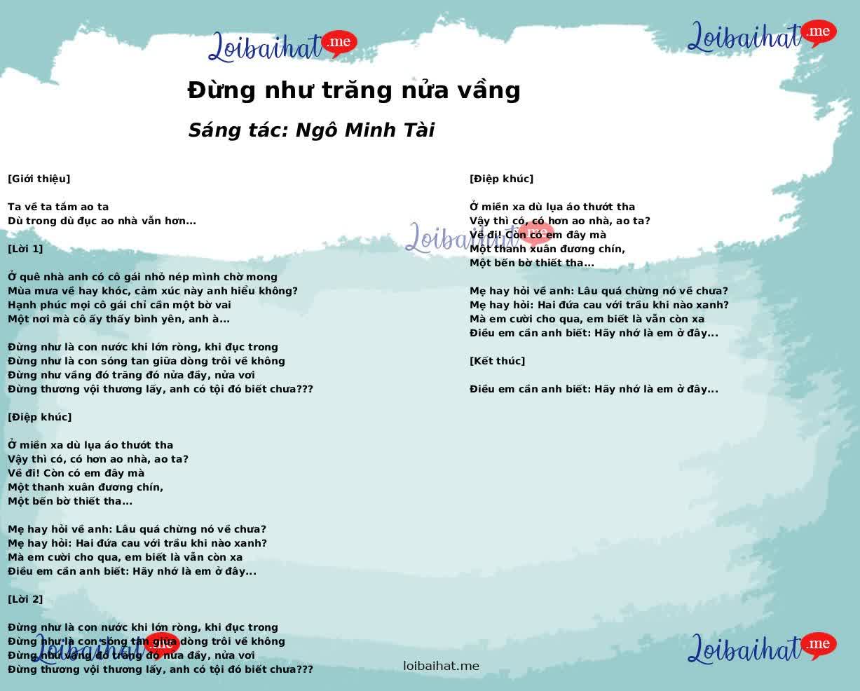 Đừng như trăng nửa vầng