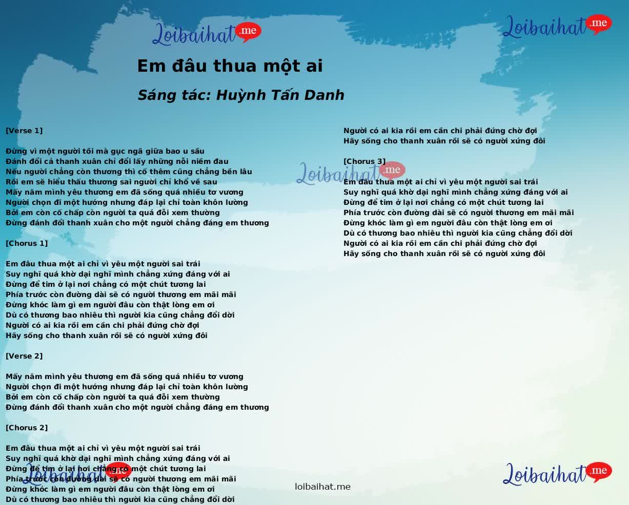 Em đâu thua một ai