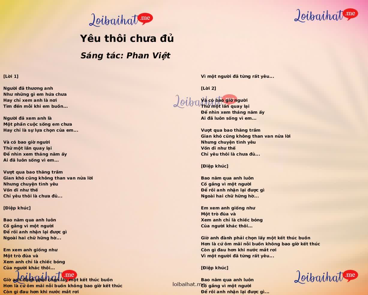 Yêu thôi chưa đủ