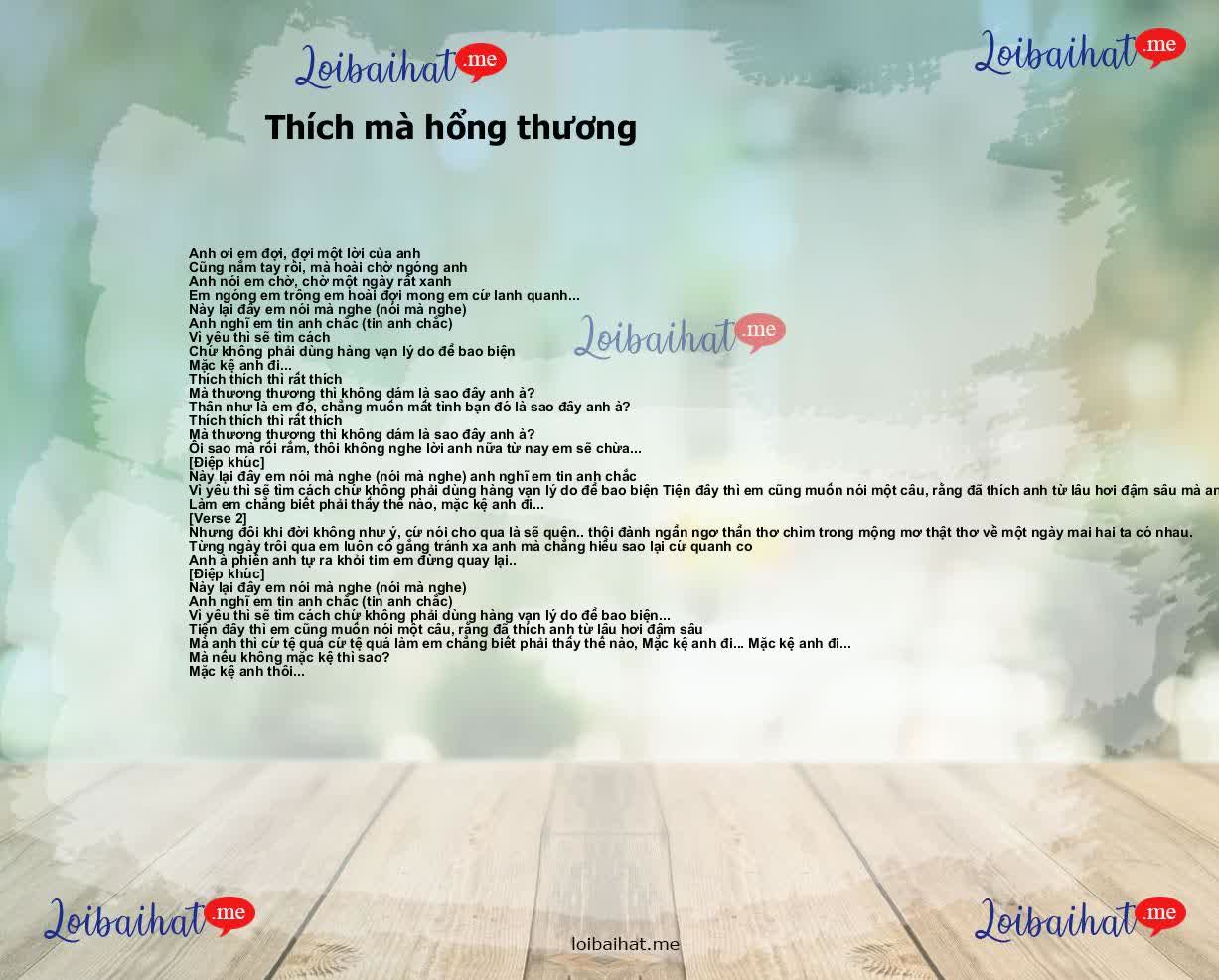 Thích mà hổng thương