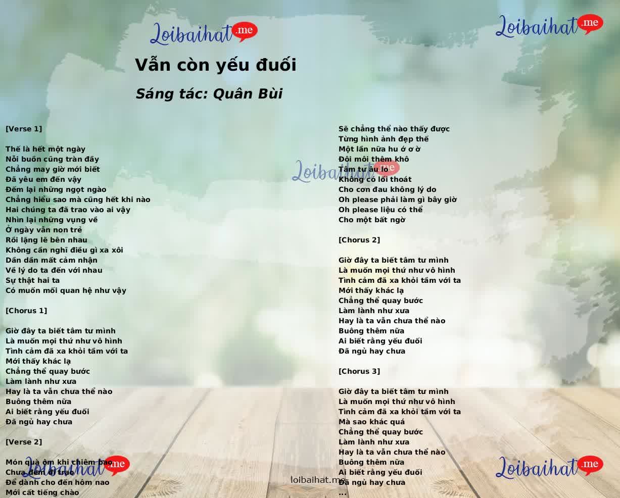 Vẫn còn yếu đuối