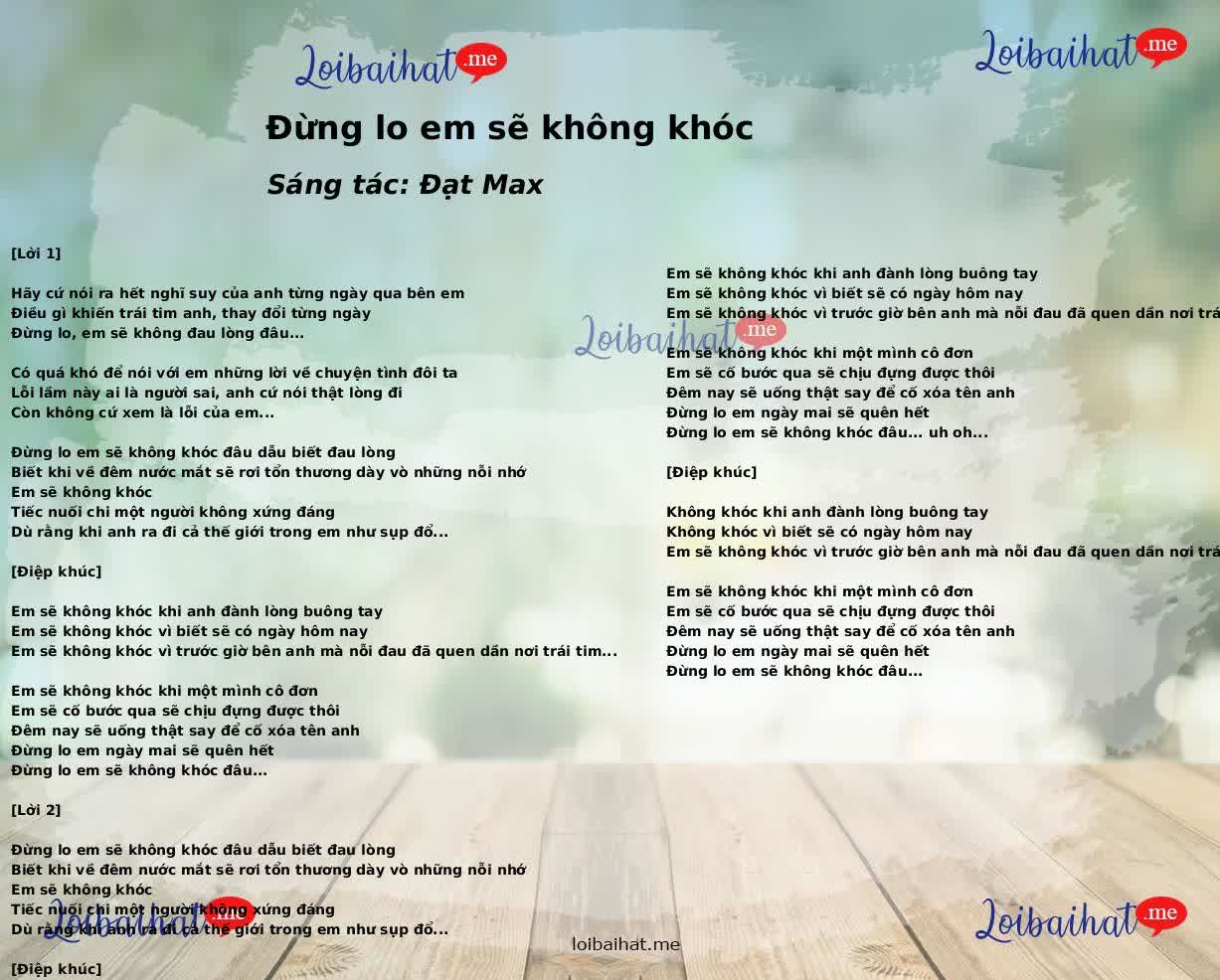 Đừng lo em sẽ không khóc