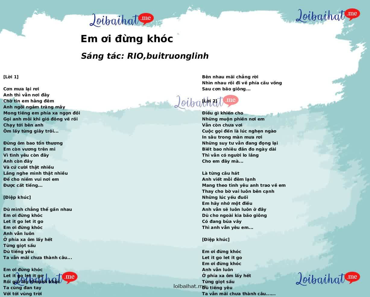 Em ơi đừng khóc