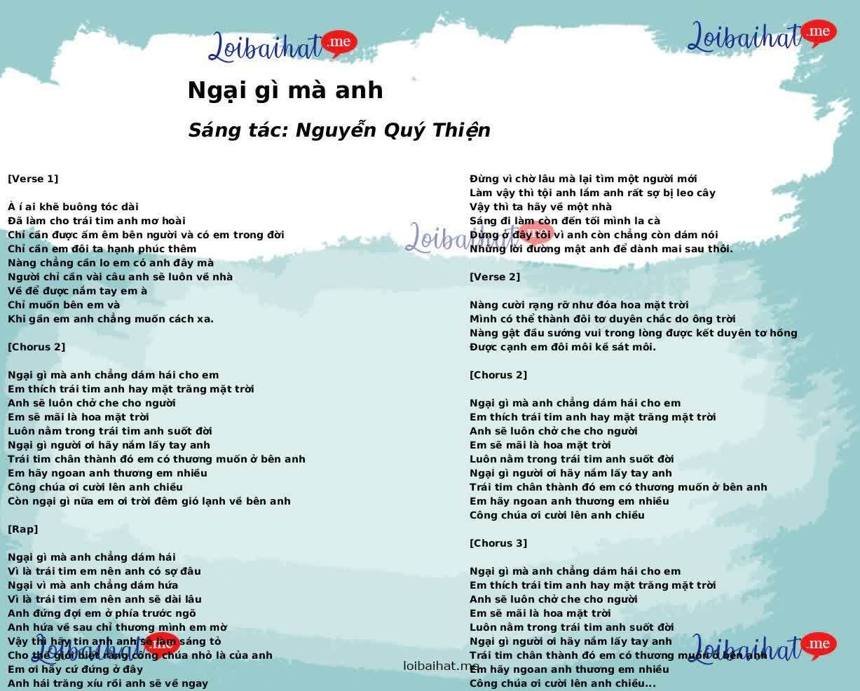 Ngại gì mà anh