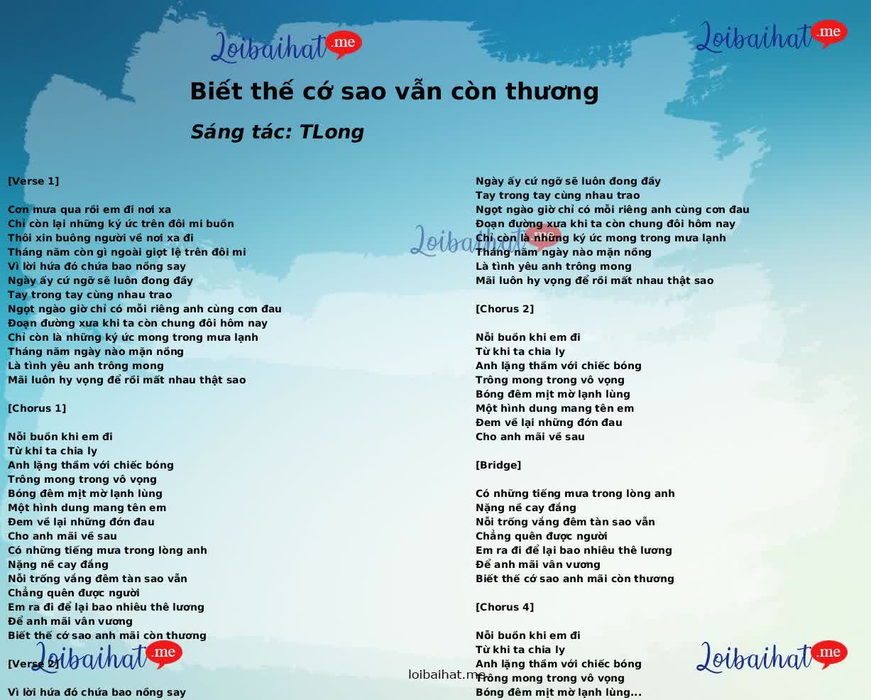 Biết thế cớ sao vẫn còn thương