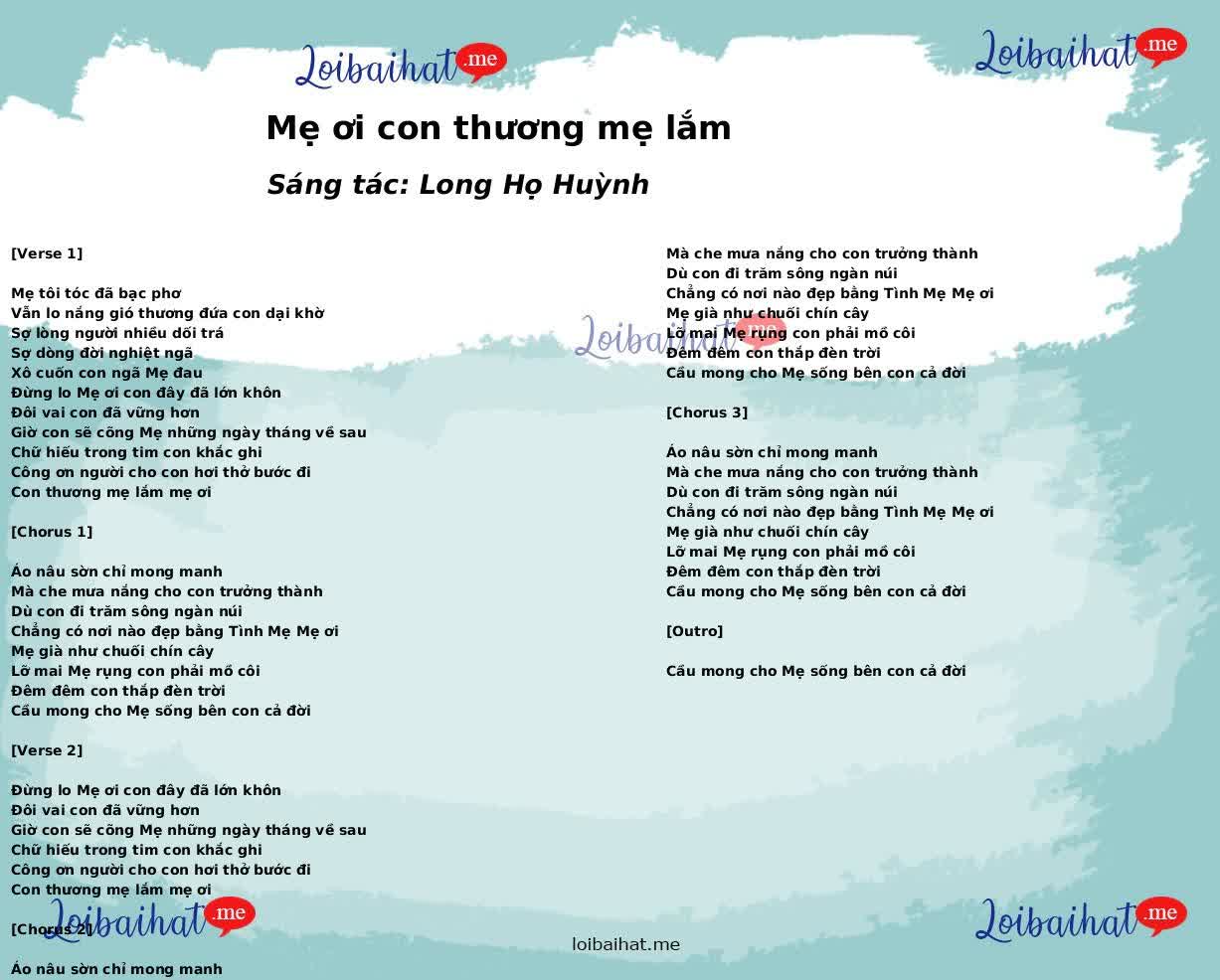 Mẹ ơi con thương mẹ lắm