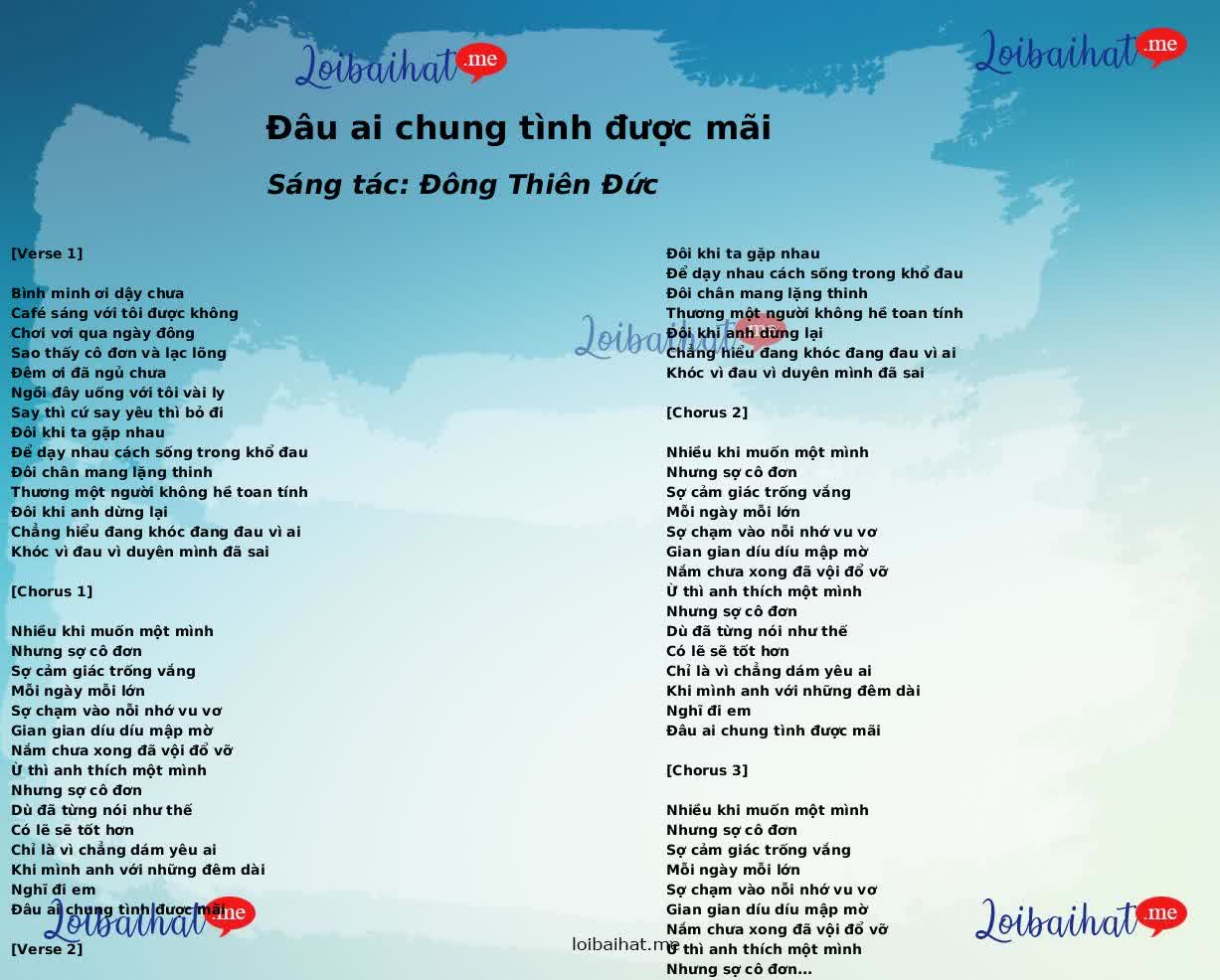 Đâu ai chung tình được mãi