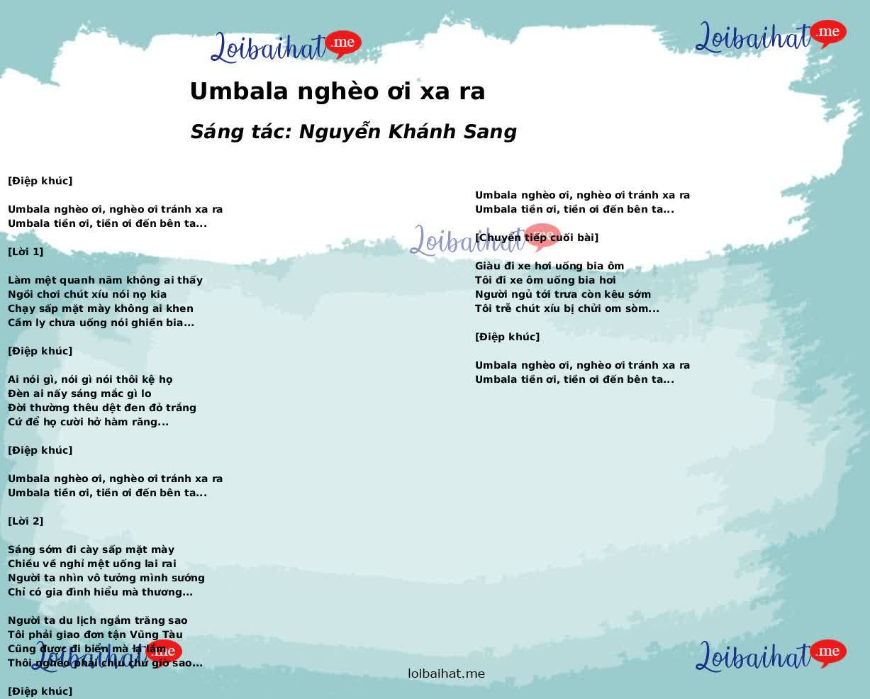 Umbala nghèo ơi xa ra