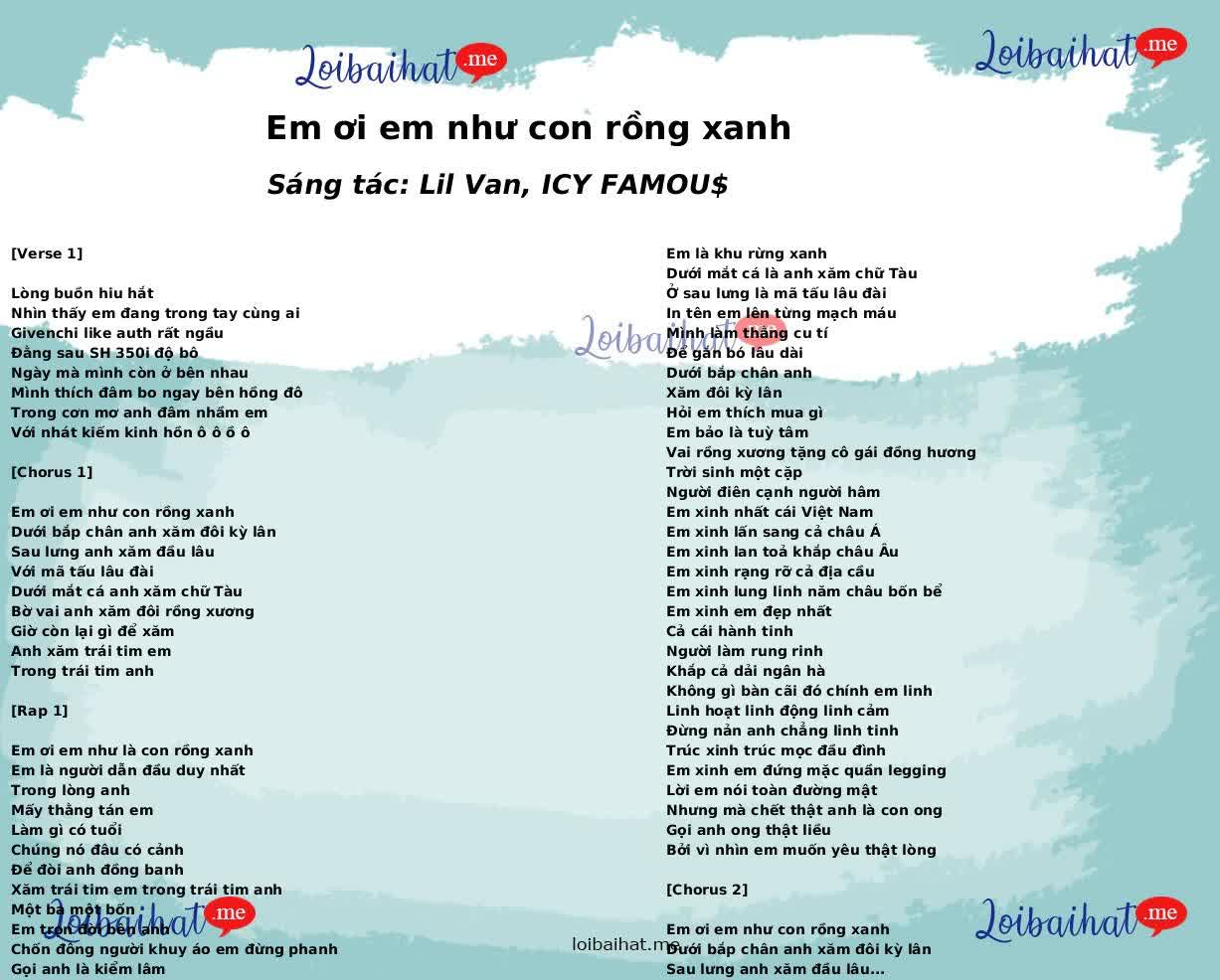 Em ơi em như con rồng xanh