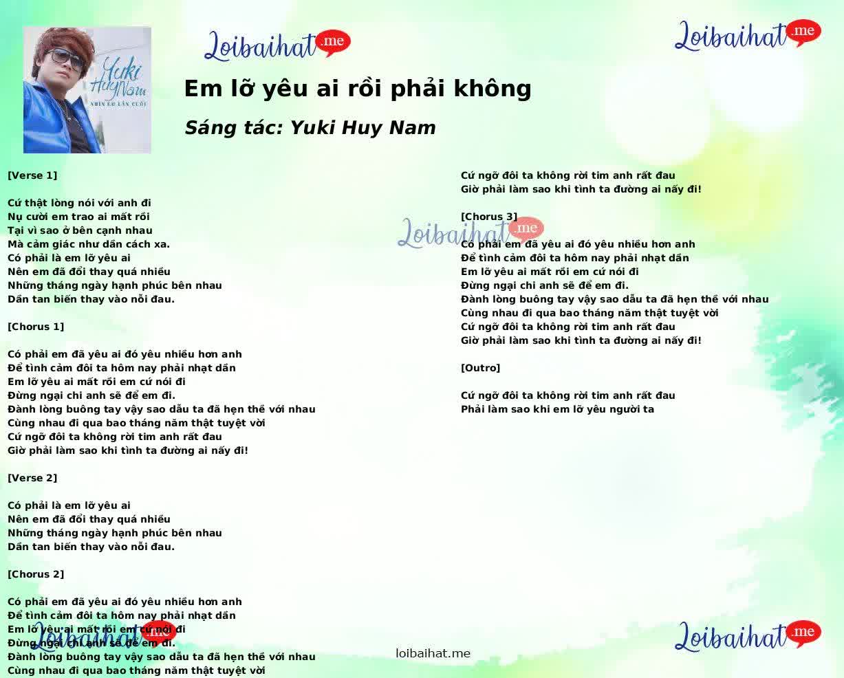 Em lỡ yêu ai rồi phải không