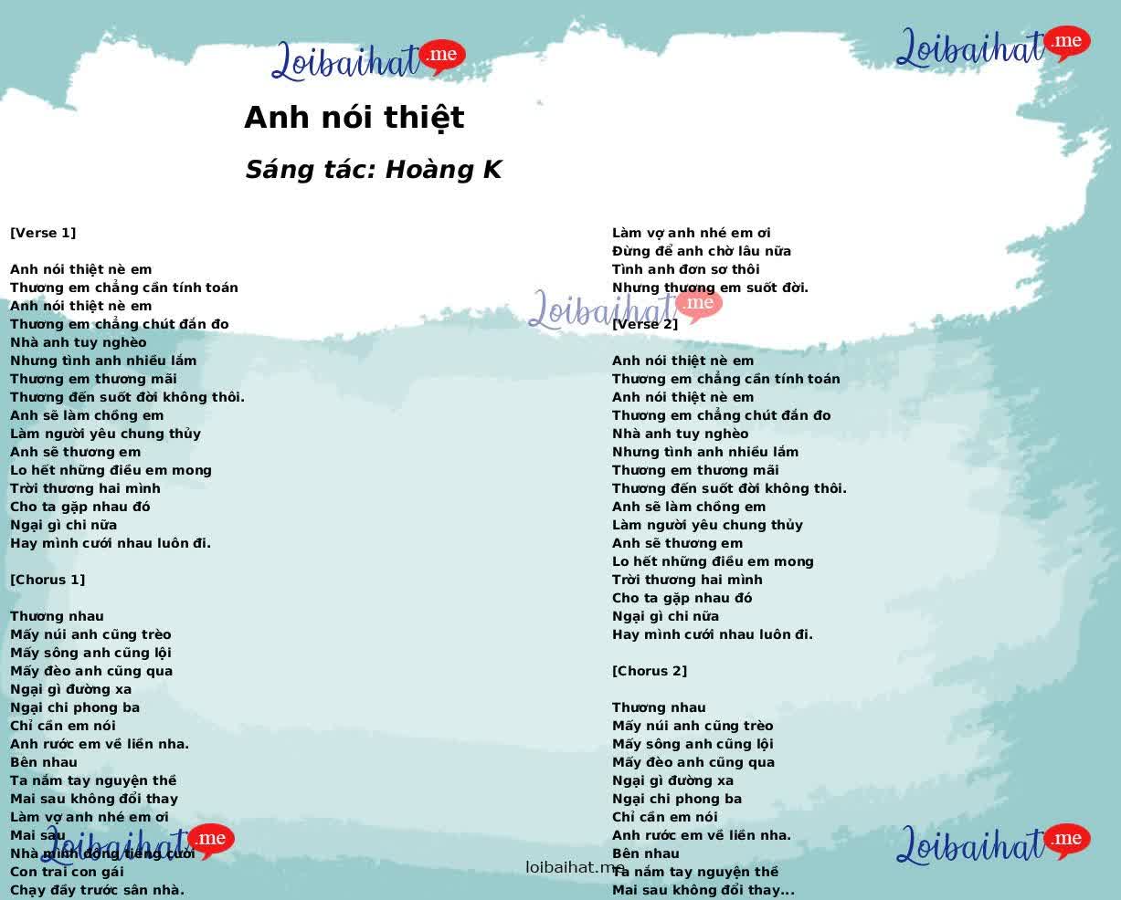 Anh nói thiệt