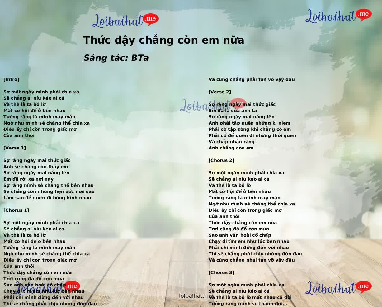 Thức dậy chẳng còn em nữa