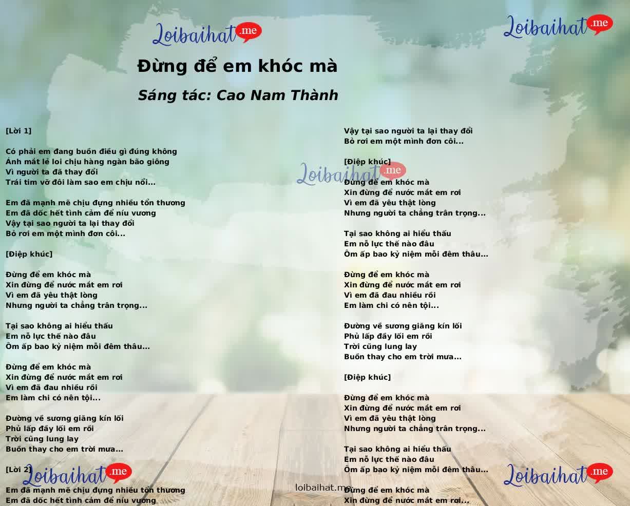 Đừng để em khóc mà