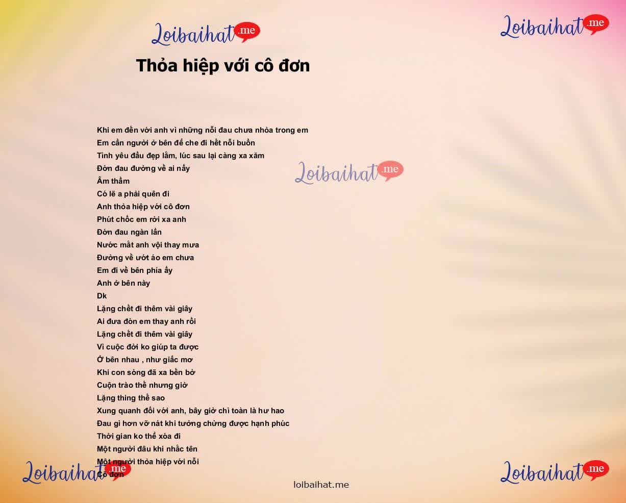 Thỏa hiệp với cô đơn