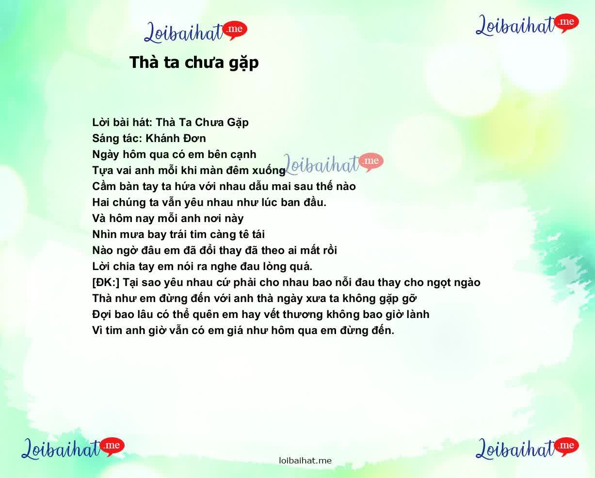 Thà ta chưa gặp