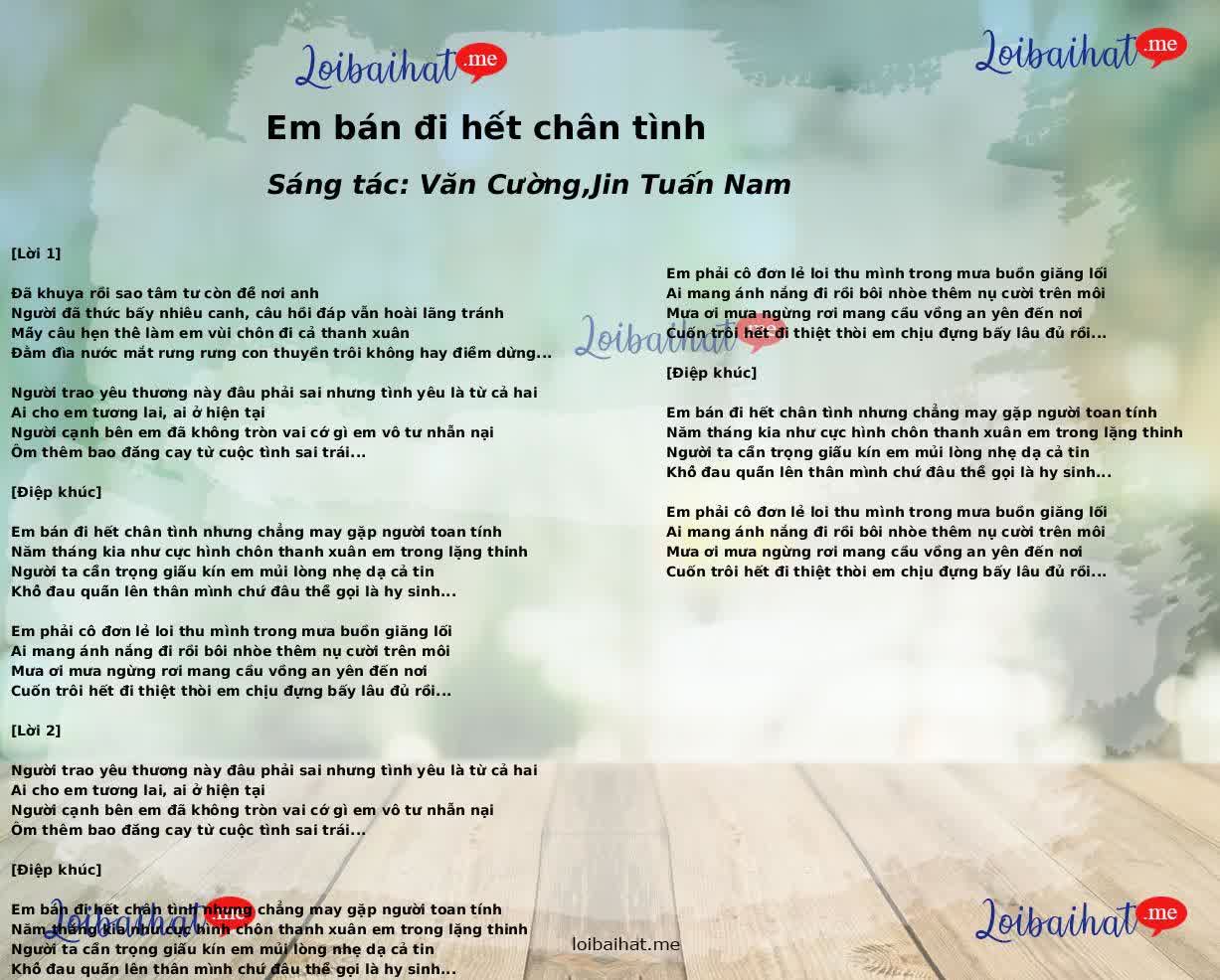 Em bán đi hết chân tình