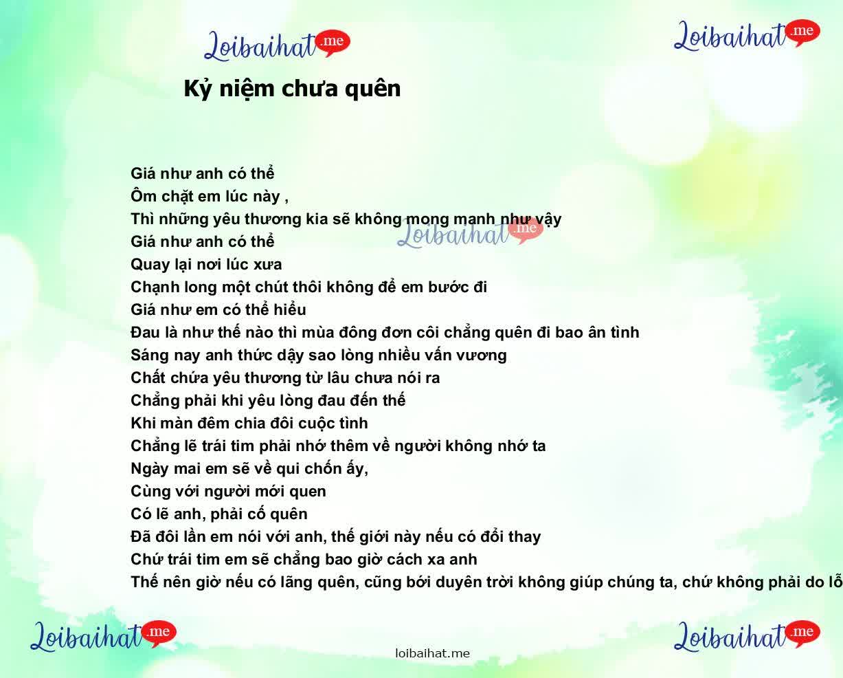 Kỷ niệm chưa quên