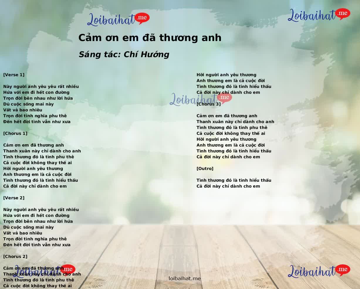 Cảm ơn em đã thương anh